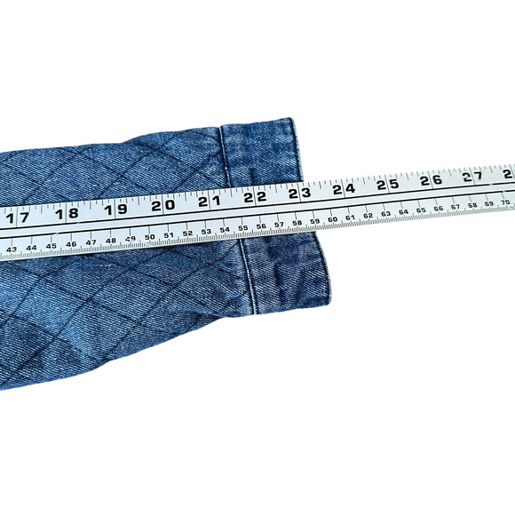 Veronica Beard Killian Quilted Denim Jacket Women Small Blue Pockets Snap Front - Picture 9 of 10